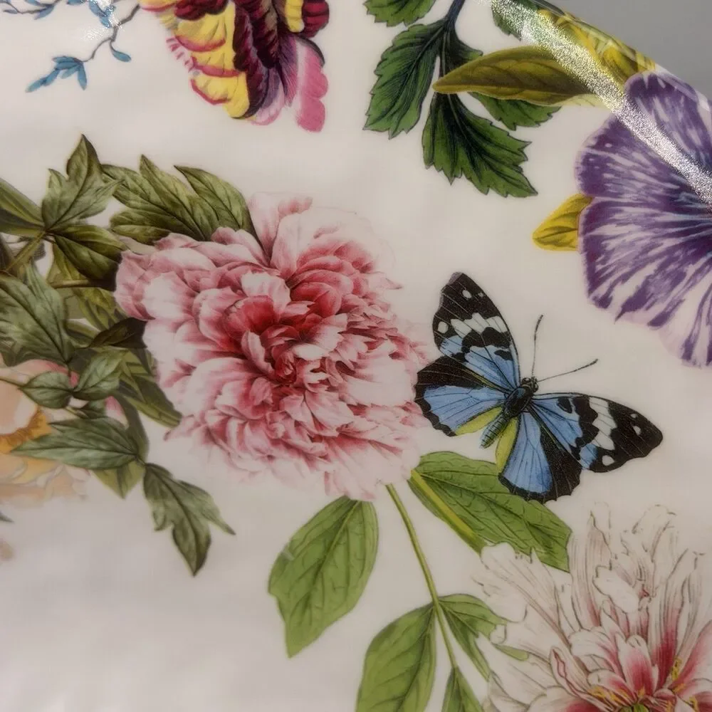 Michel Design Works Peony 14” Large Melamine Serving Salad Bowl Floral Butterfly